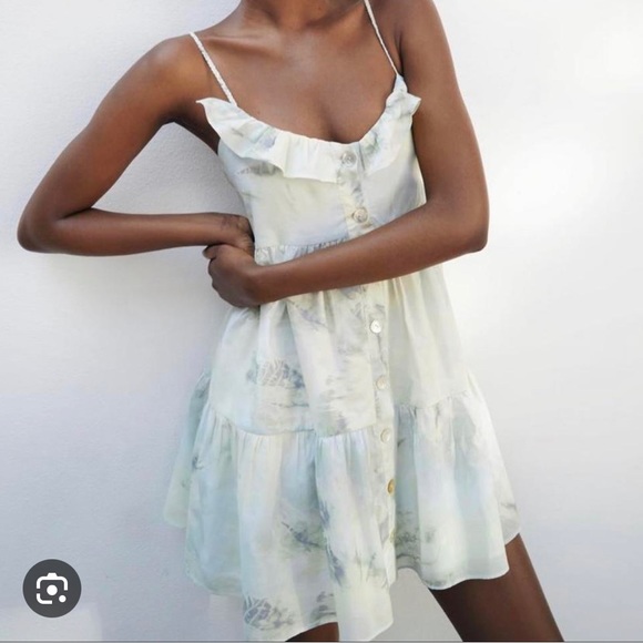 ZARA - Strappy Cotton Tie Dye Dress  (small) - Picture 1 of 10